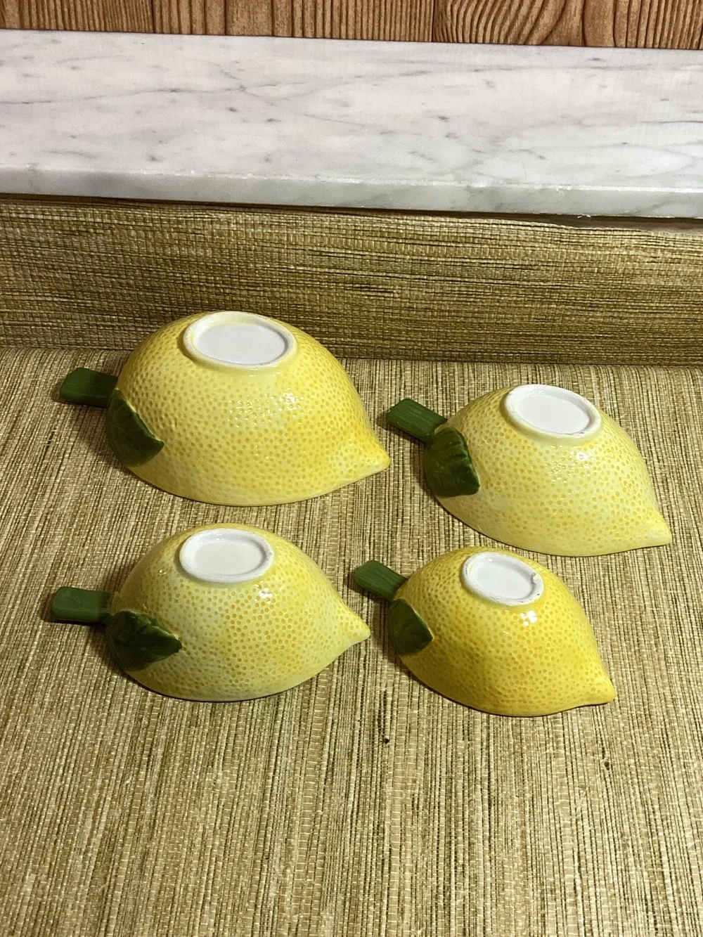 Ceramic Lemon Shaped Measuring Bowls - Yellow & White (Set of 4)